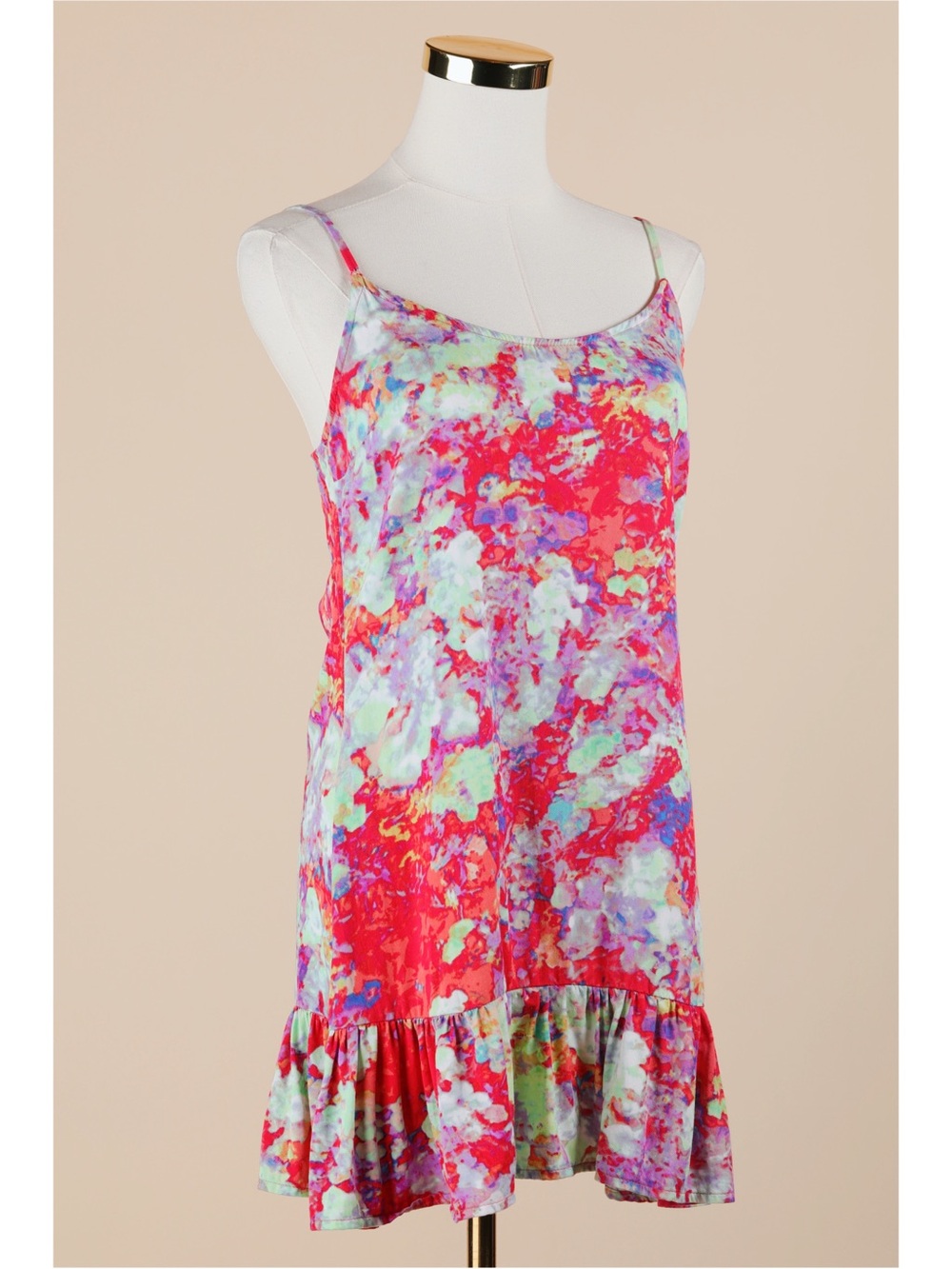 Sz M Decree Multicolor Abstract Sleeveless Ruffled Trippy Mini Dress EUC